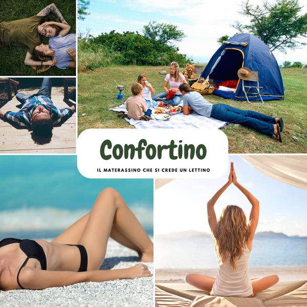 CONFORTINO, Materassino portatile da mare, campeggio, fiume, montagna 60x180, Blu-Denim,  Arketicom