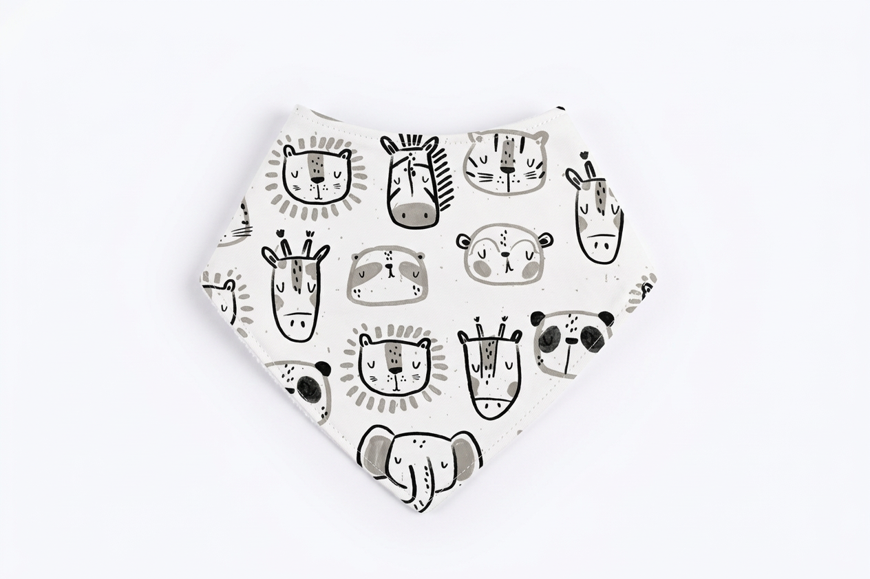 Scarf Bib - Black and White Safari