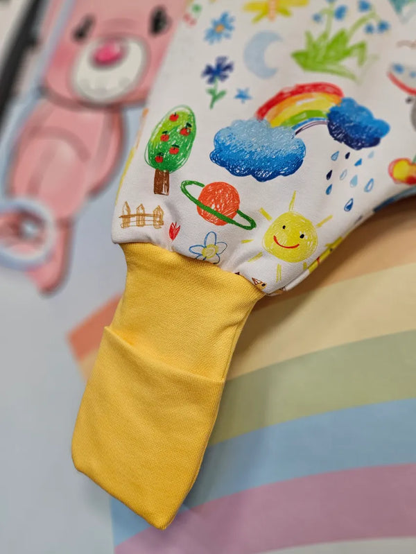 Cotton sleeping bag with legs, sleeves, and filling - Kids drawing