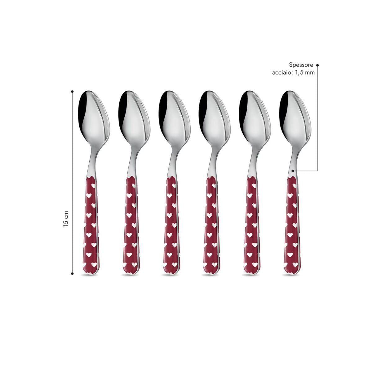 6 Coffee Spoon - Red Hearts BD14060R