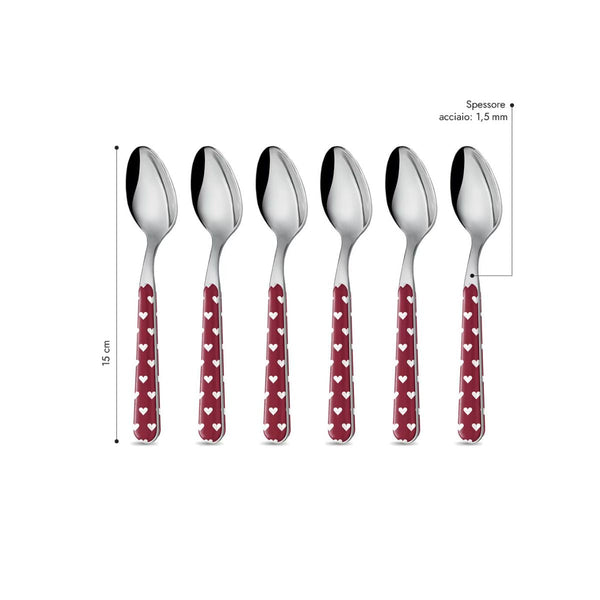 6 Coffee Spoon - Red Hearts BD14060R