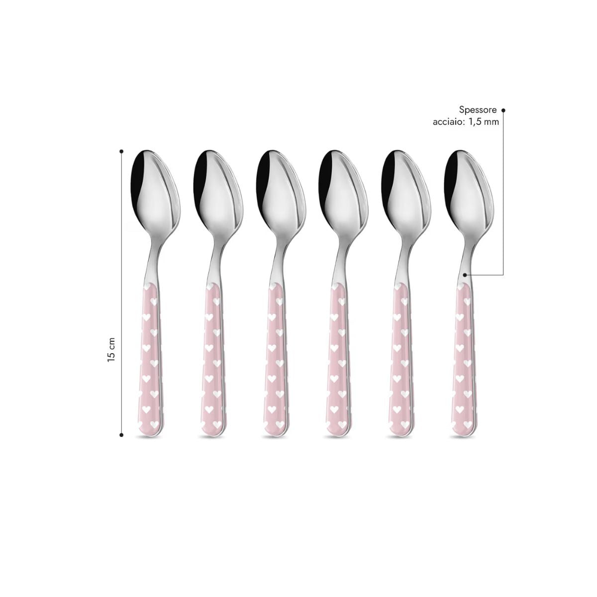 6 Coffee Spoon - Pink Hearts BD14060PLM