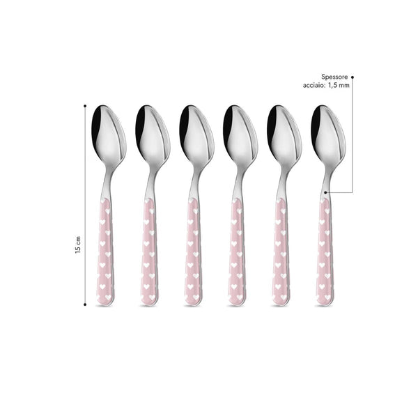 6 Coffee Spoon - Pink Hearts BD14060PLM