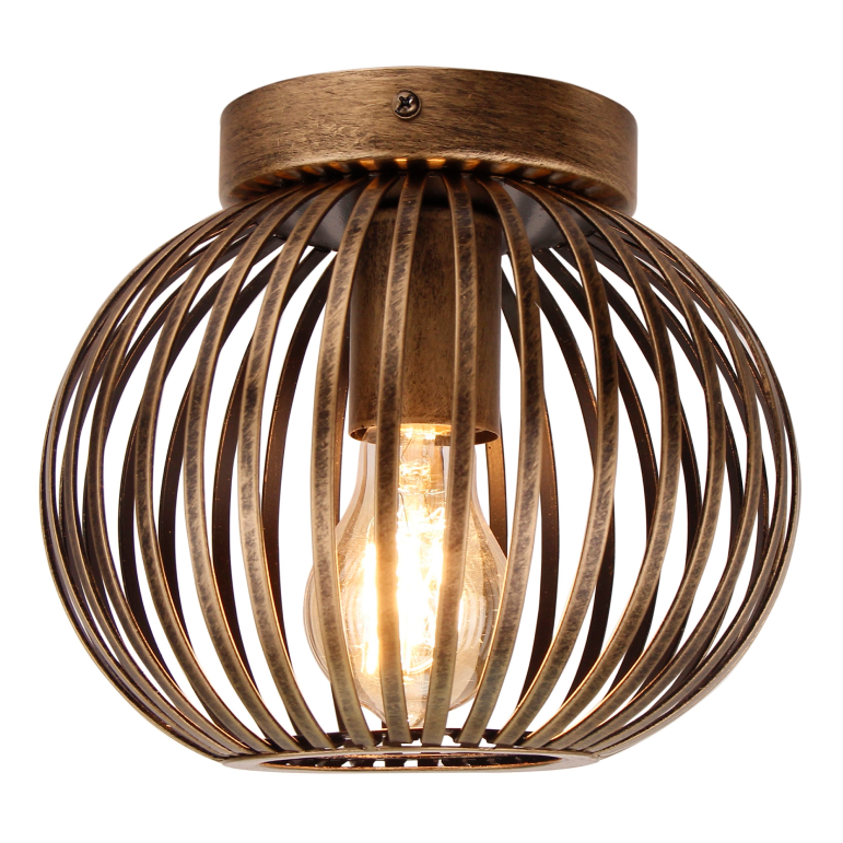 Deze bronzen plafondlamp Curvato voegt een industriële flair toe aan uw interieur. Perfect voor sfeervolle verlichting.