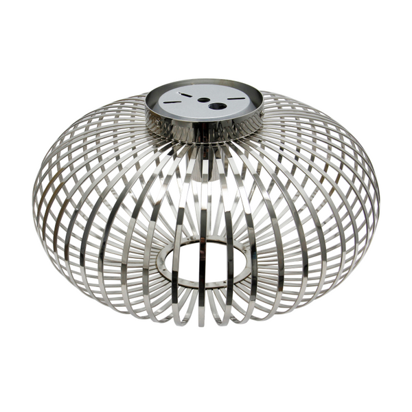 Detailweergave van de Curvato plafondlamp in chroom. Een modern design dat elke ruimte een verfijnde uitstraling geeft.