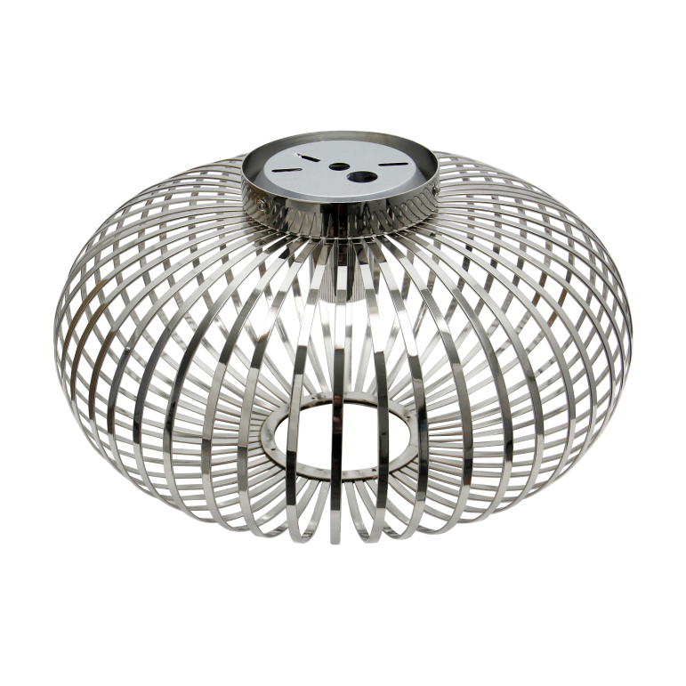 Detailweergave van de Curvato plafondlamp in chroom. Een modern design dat elke ruimte een verfijnde uitstraling geeft.