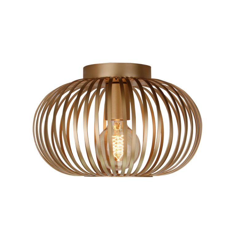 Moderne plafondlamp Curvato in elegant goud. Een stralend accent voor jouw interieur dat warmte en stijl toevoegt.