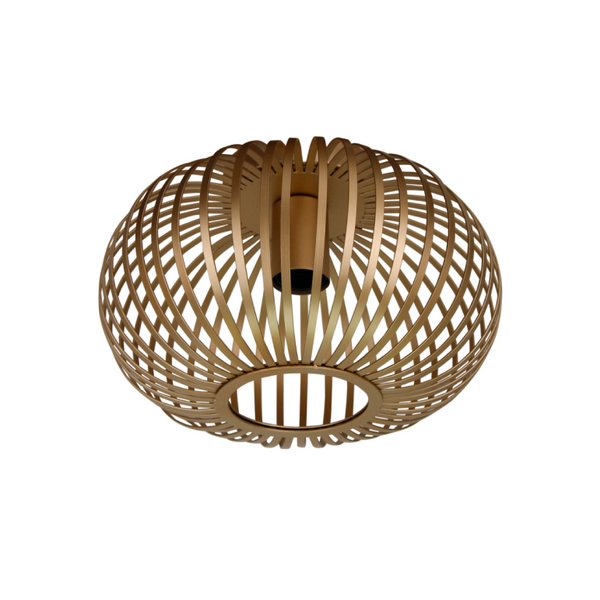 De gouden Curvato plafondlamp heeft een moderne uitstraling en voegt luxe toe aan je interieur. Perfect voor elke ruimte.
