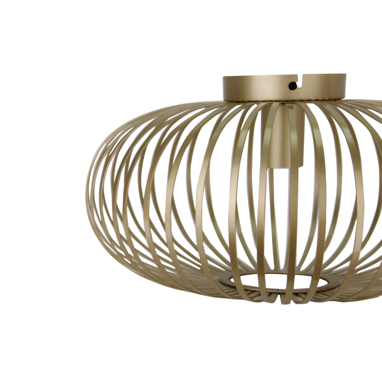 De gouden Curvato plafondlamp straalt luxe uit met zijn moderne ontwerp. Ideaal voor een chique sfeer in uw interieur.
