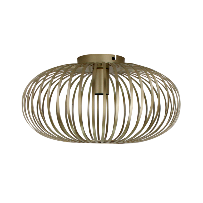 Strakke goudkleurige plafondlamp Curvato met modern design. Deze lamp voegt een luxe touch toe aan je interieur.