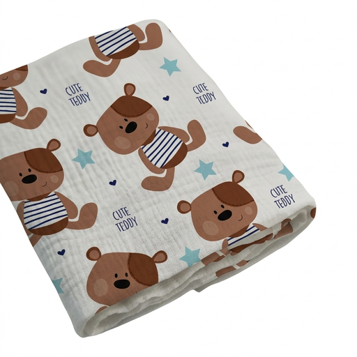 Muslin jednoslojna tetra dekica - Cute teddy