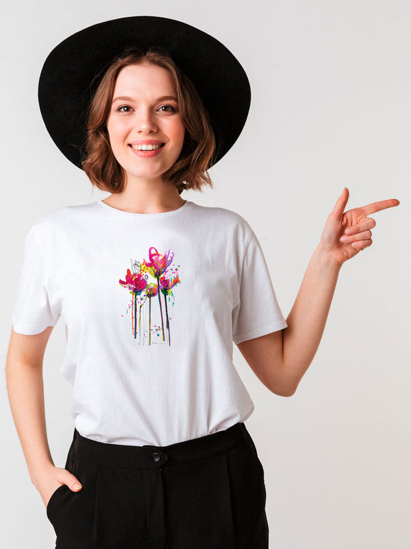 XL/structured women's t-shirt / PEONIES