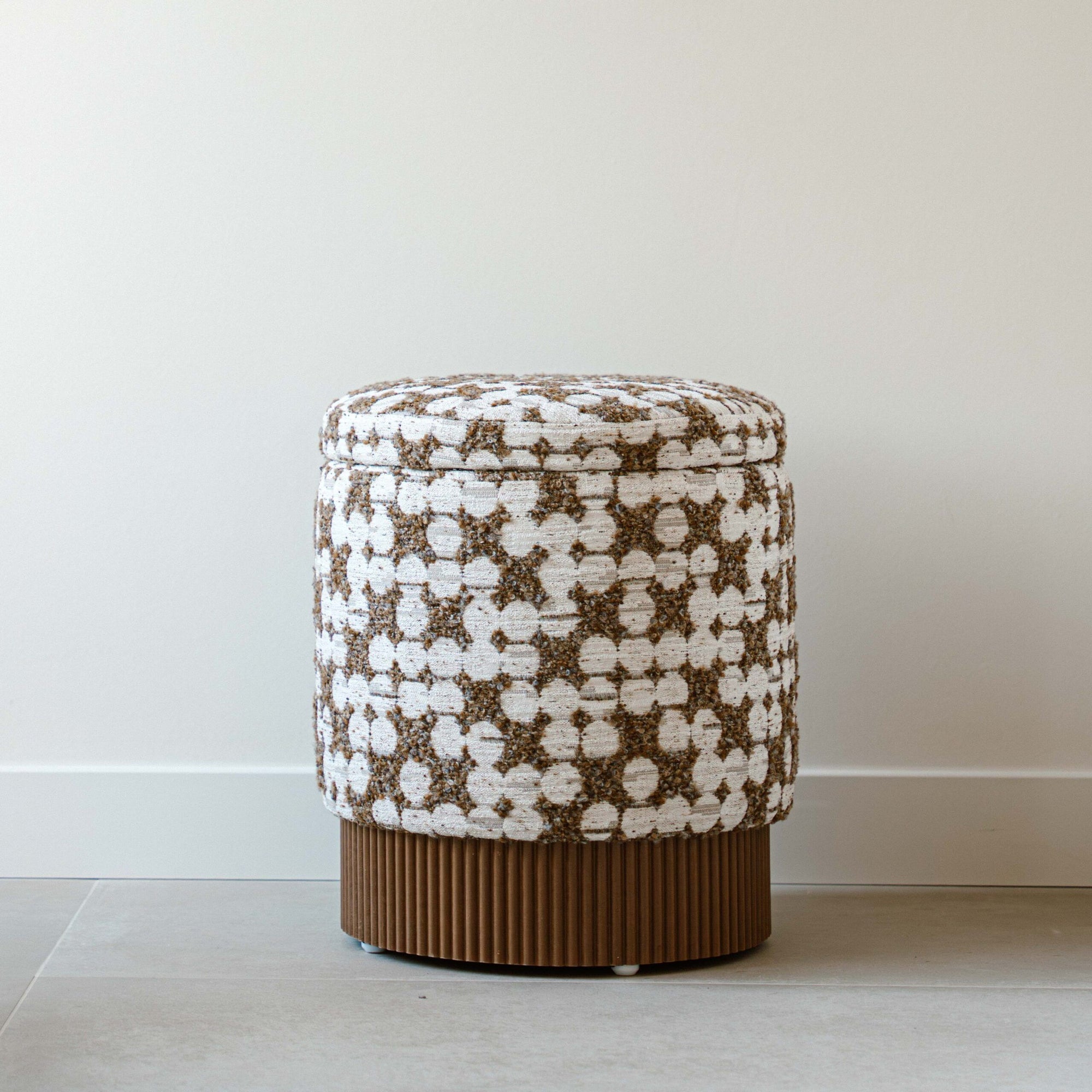 Indore Home - Saar - Pouf - Ottoman - Storage - Brown - Beige