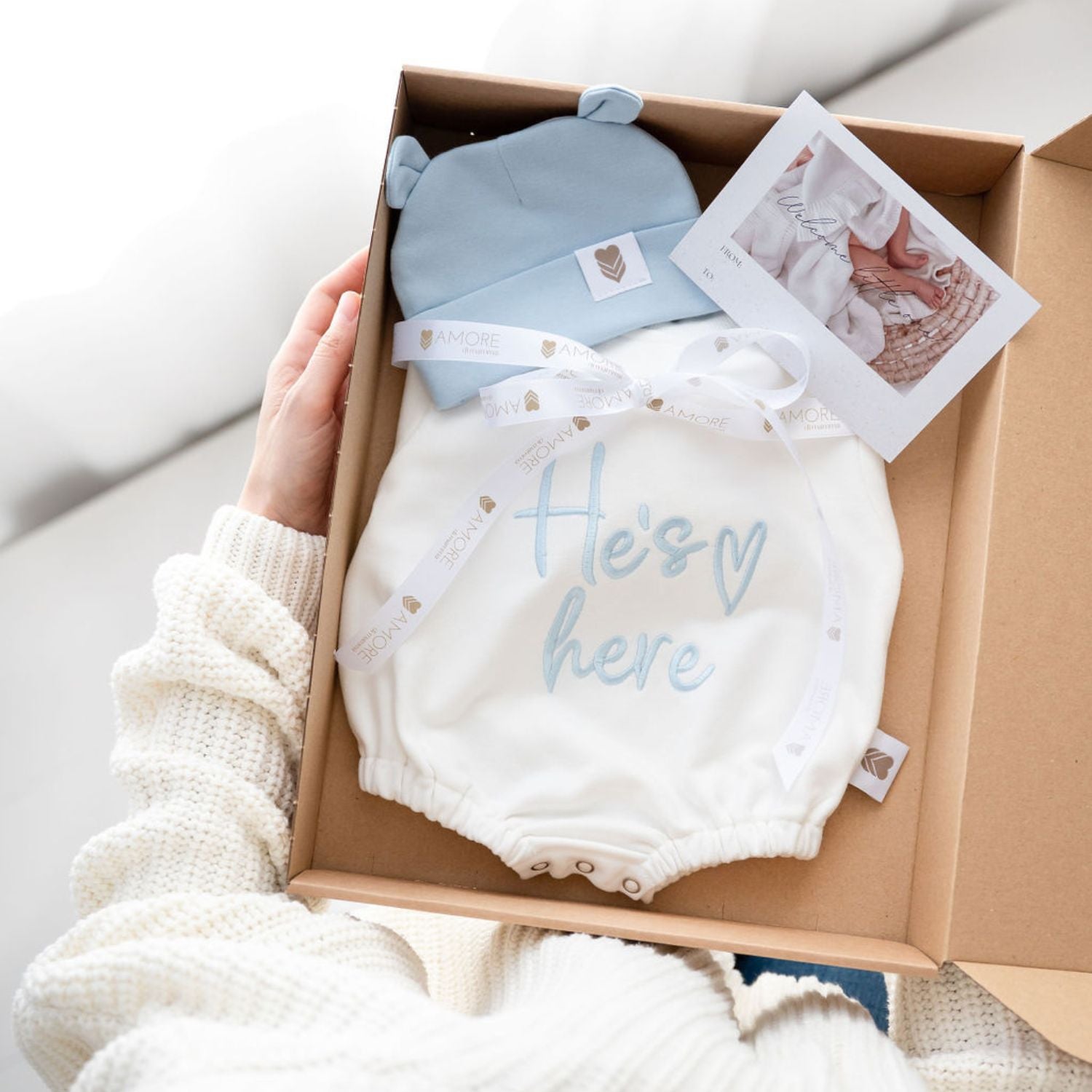 He/She Is Here Gift Set