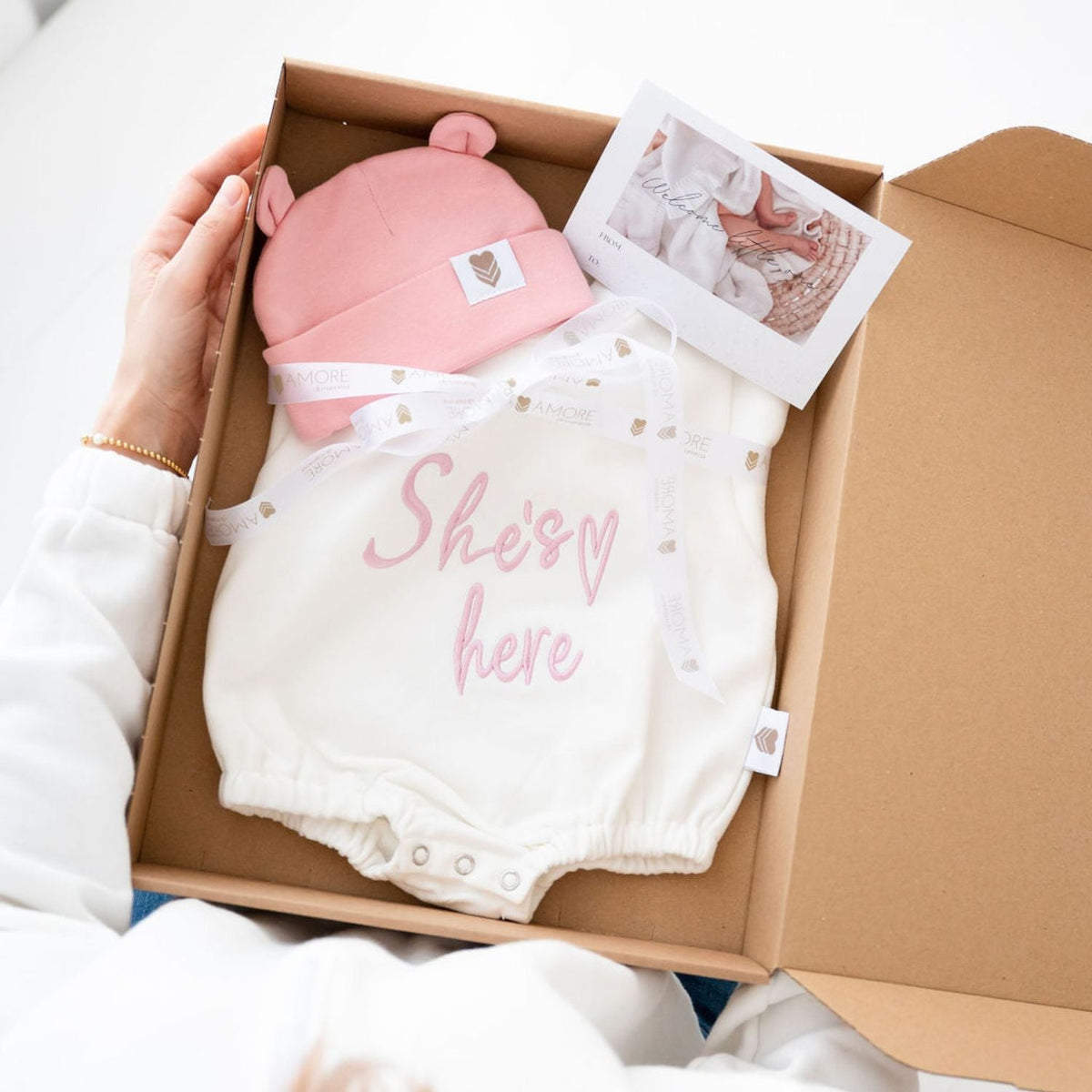 He/She Is Here Gift Set