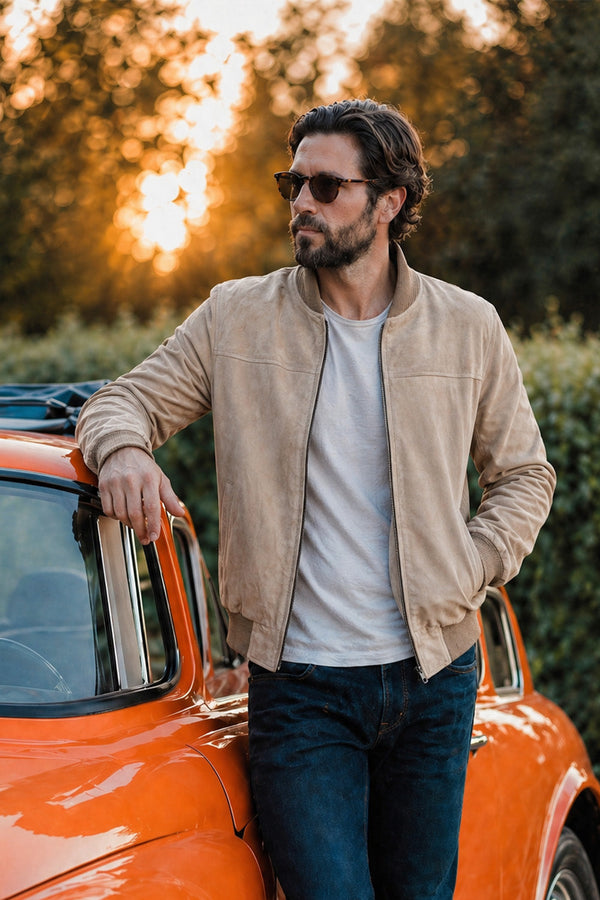 David Camoscio giacca uomo 100% vera pelle Made in Italy - Barone Firenze