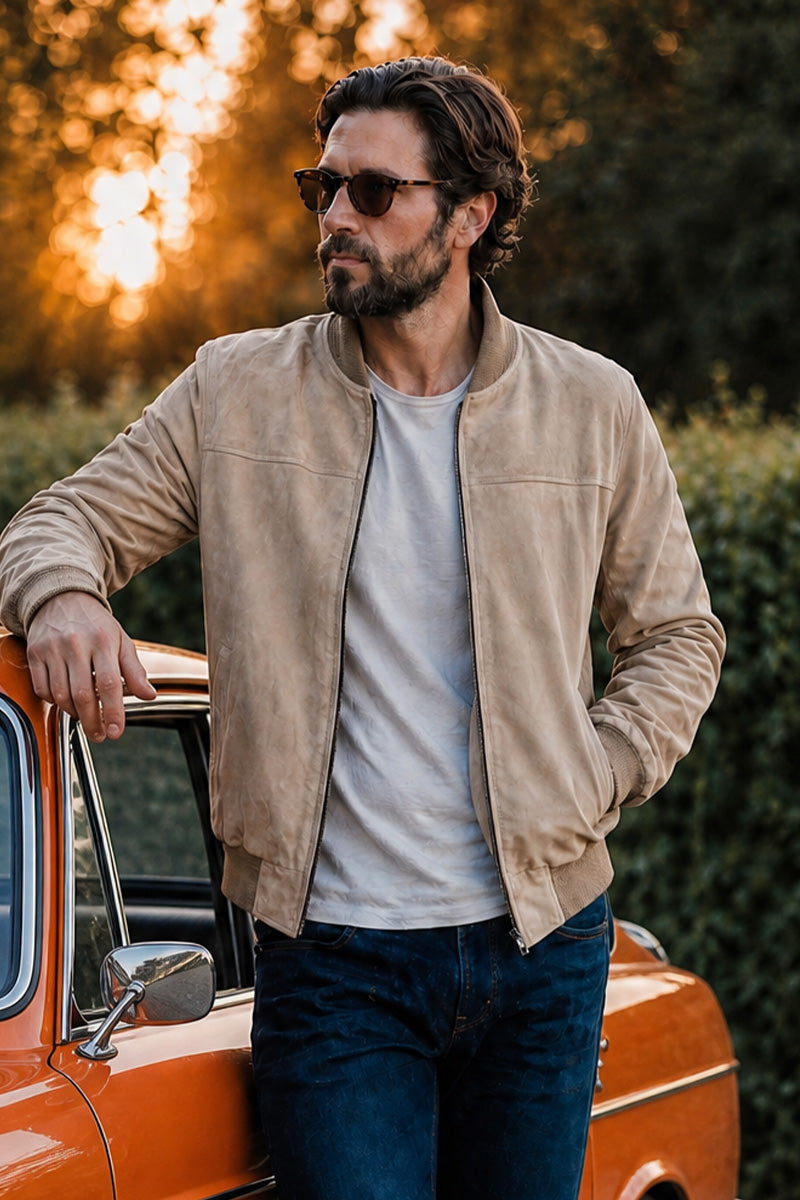 David Camoscio giacca uomo 100% vera pelle Made in Italy - Barone Firenze