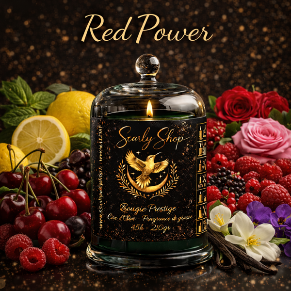 Bougie Prestige - Red Power - 45h - Cire D'olive
