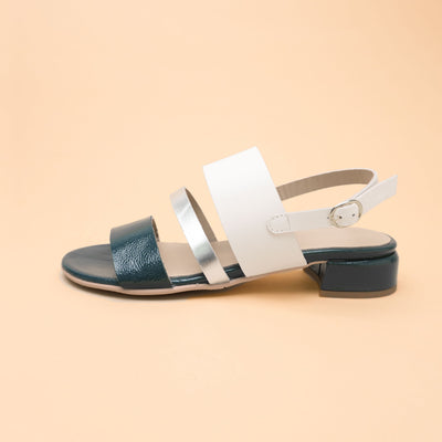 Demetra White-Silver-Blue Sandal