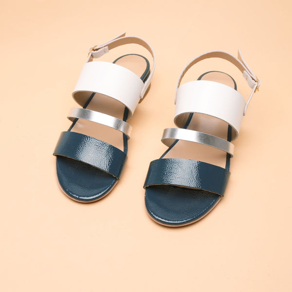 Demetra White-Silver-Blue Sandal