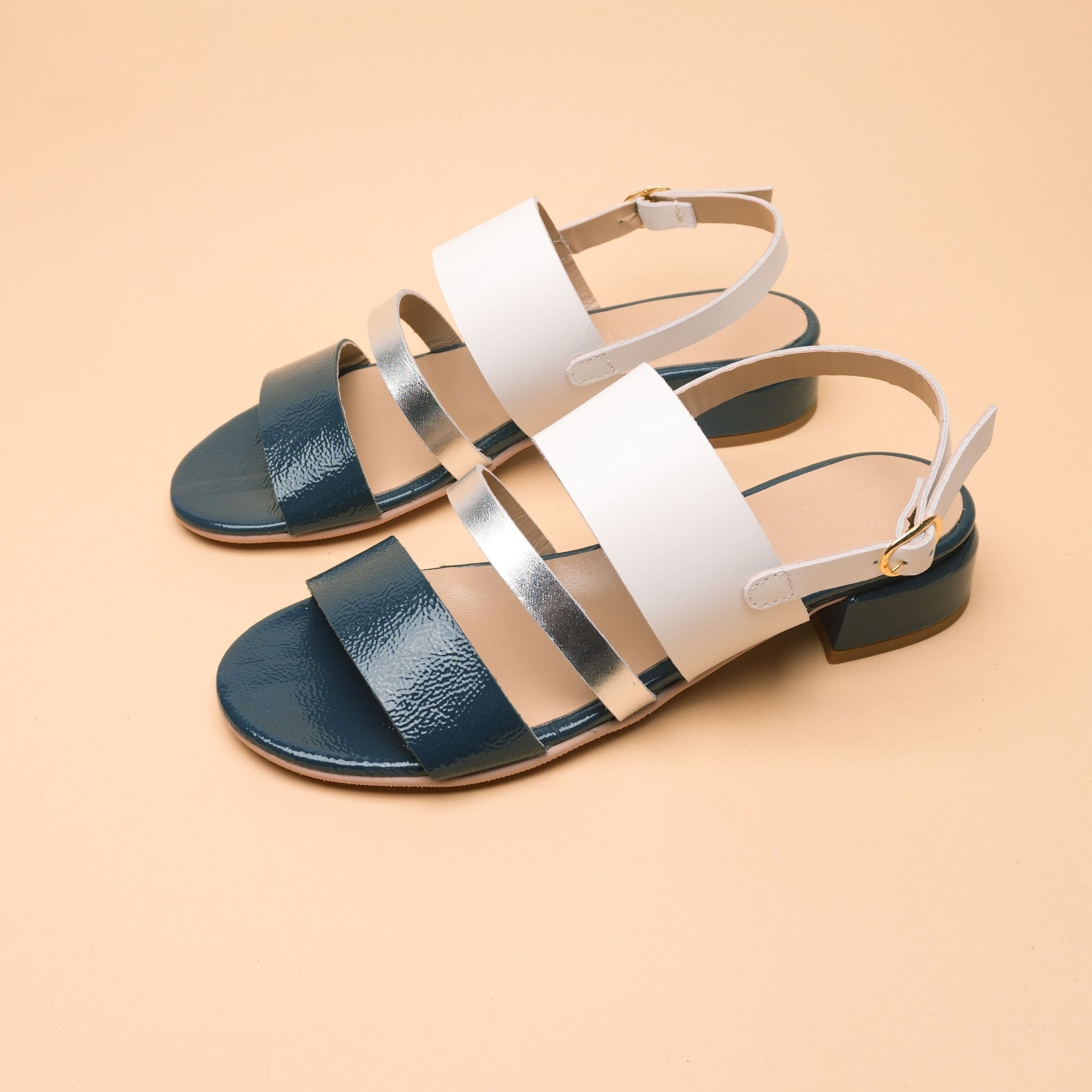 Demetra White-Silver-Blue Sandal