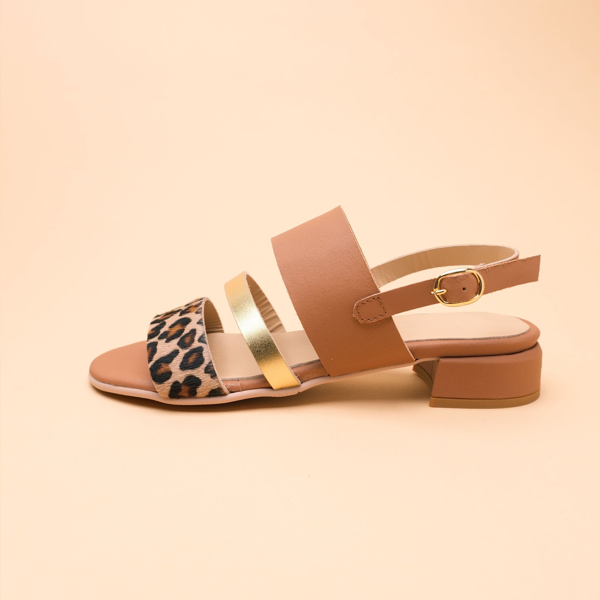 Demetra Sandal Leather-Gold-Spotted Pony