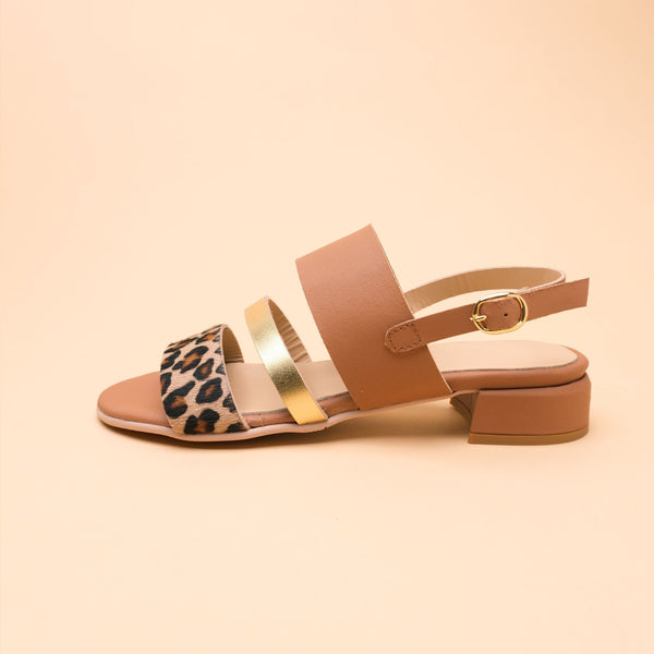 Demetra Sandal Leather-Gold-Spotted Pony