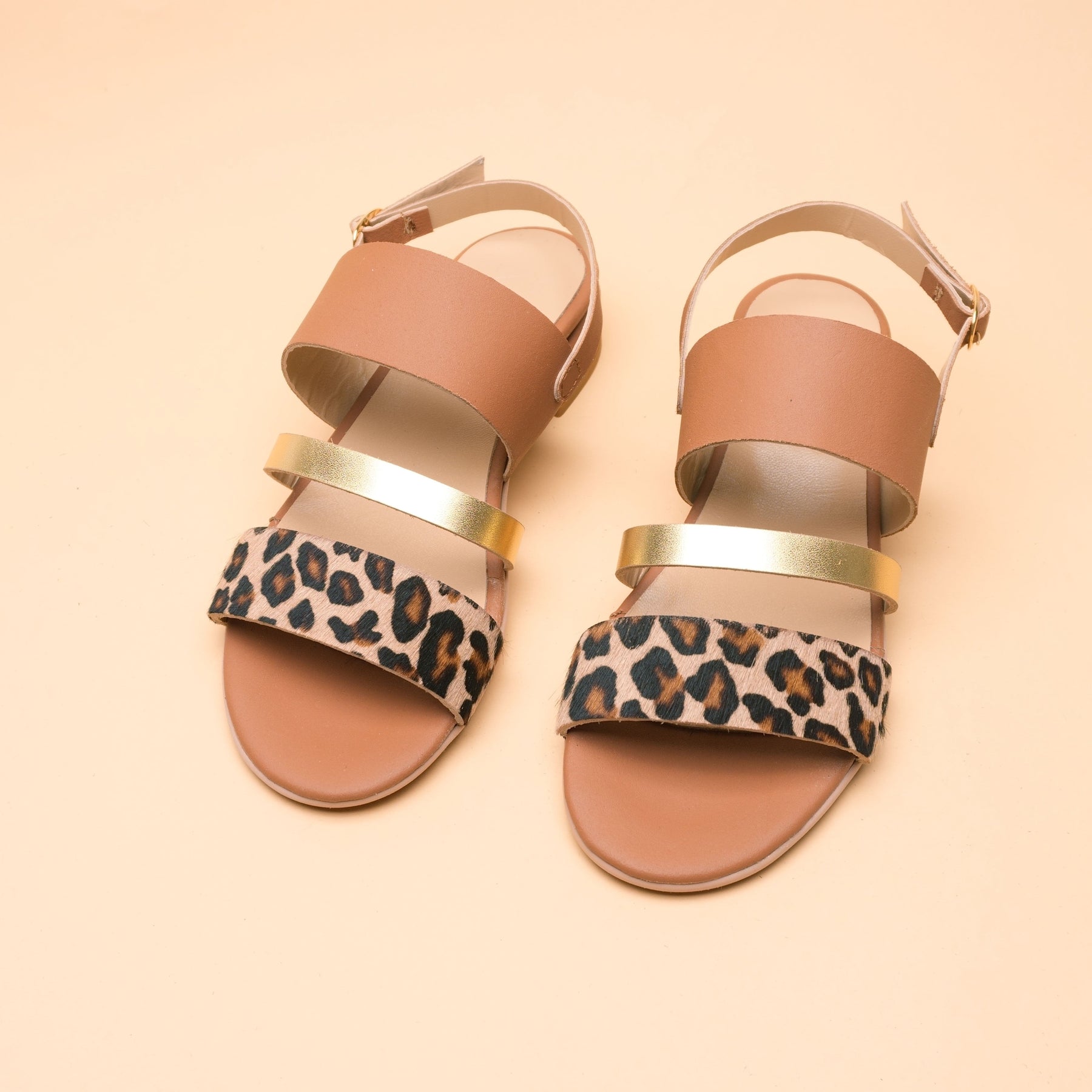 Demetra Sandal Leather-Gold-Spotted Pony