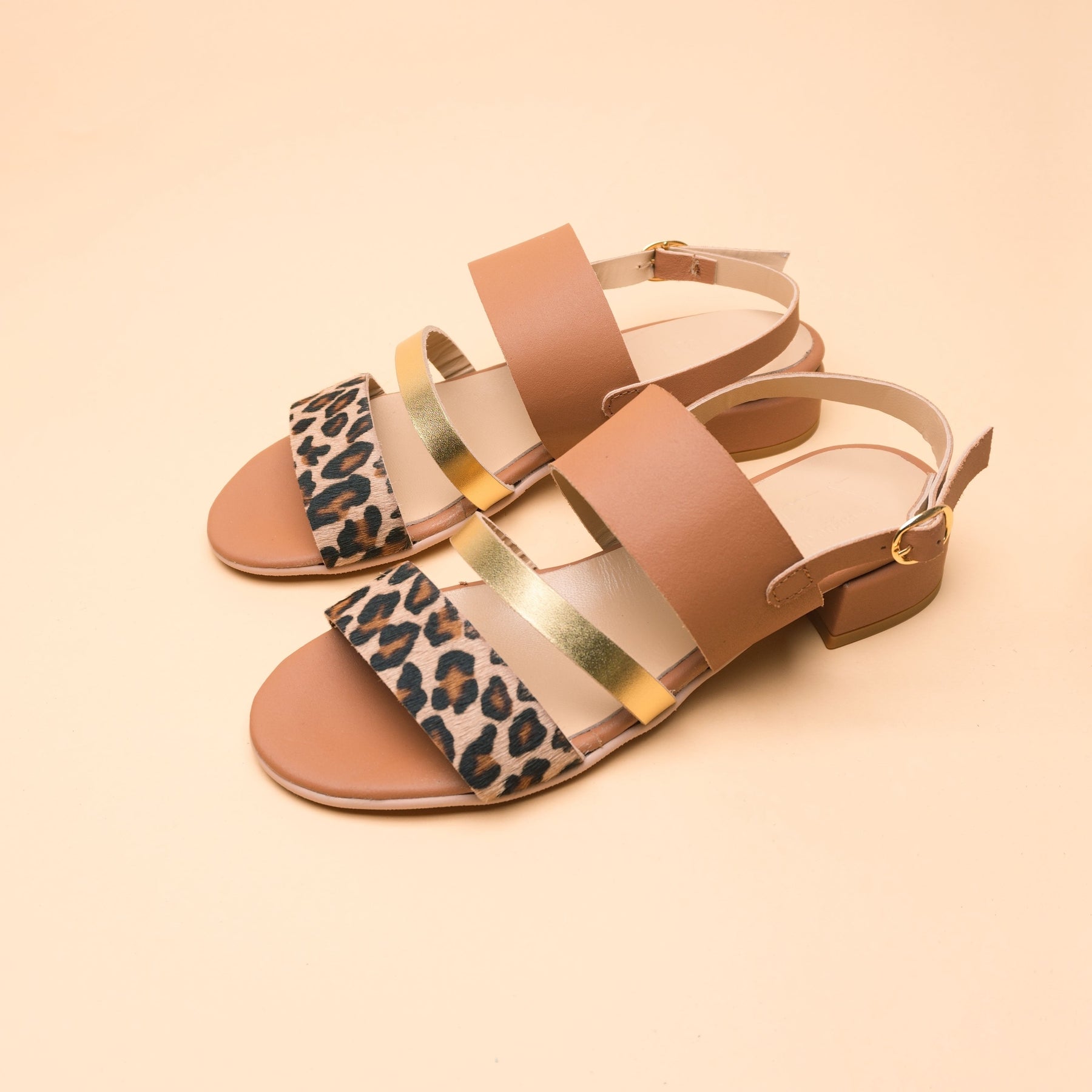 Demetra Sandal Leather-Gold-Spotted Pony