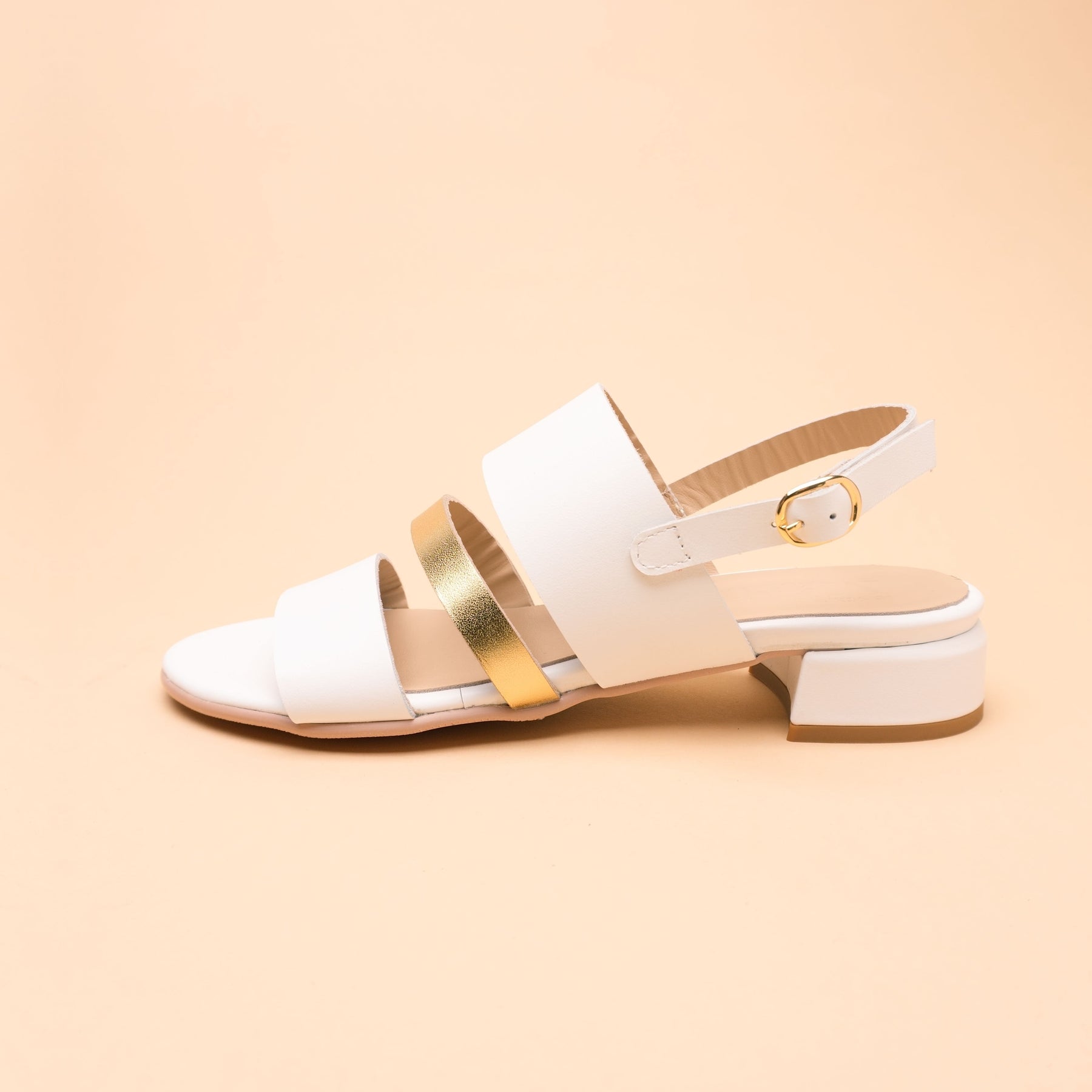 Demetra White-Gold-White Sandal