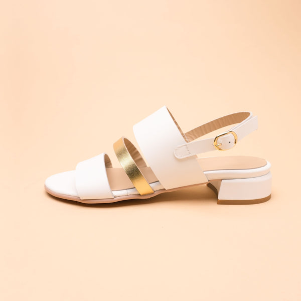 Demetra White-Gold-White Sandal