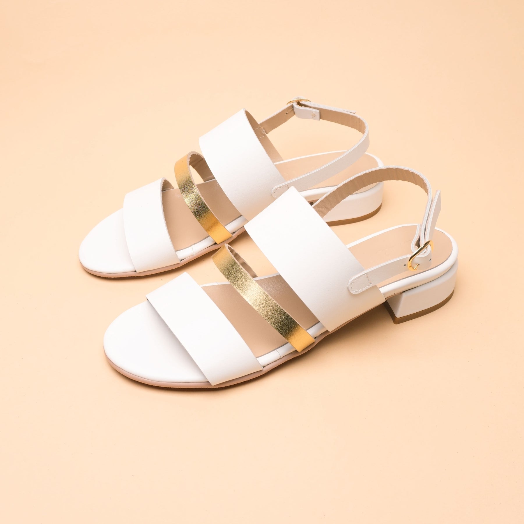 Demetra White-Gold-White Sandal