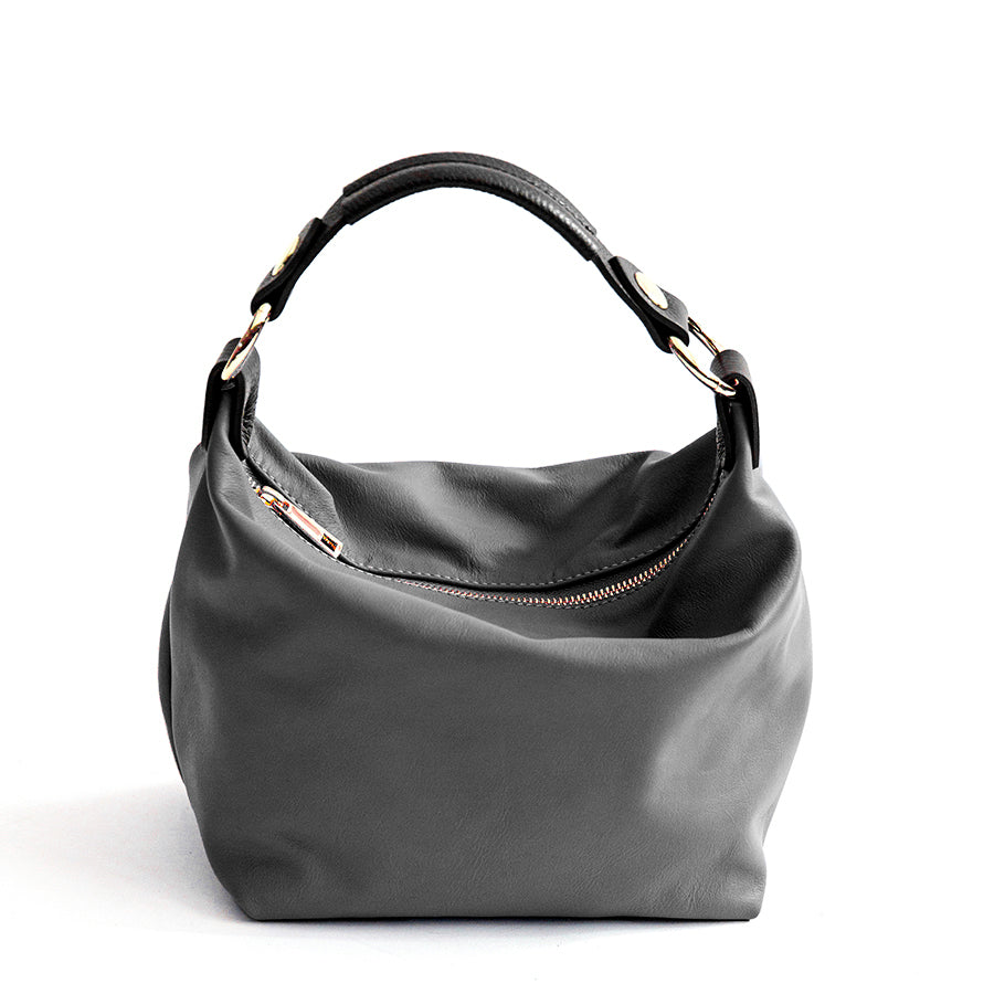 DEMY SMALL - Gray Nappa Leather Bag