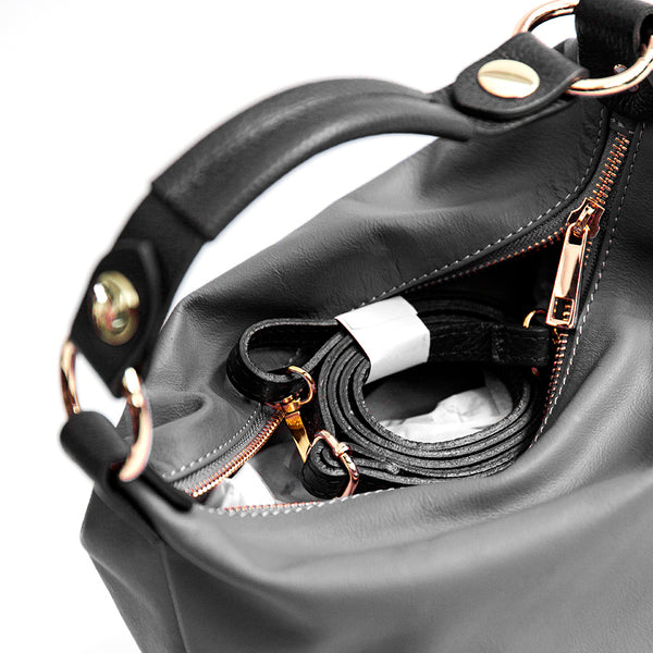 DEMY SMALL - Gray Nappa Leather Bag