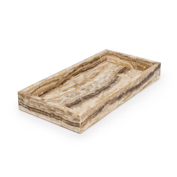 Vassoio in marmo con bordo 40x20cm onice sandal