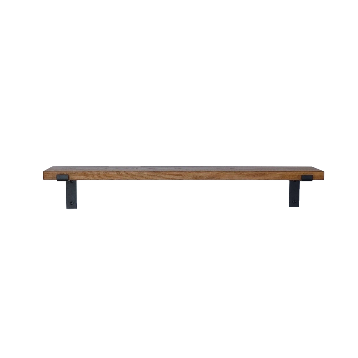 The Industrial L-shaped Shelf Brackets with Oak Shelf - 15 cm