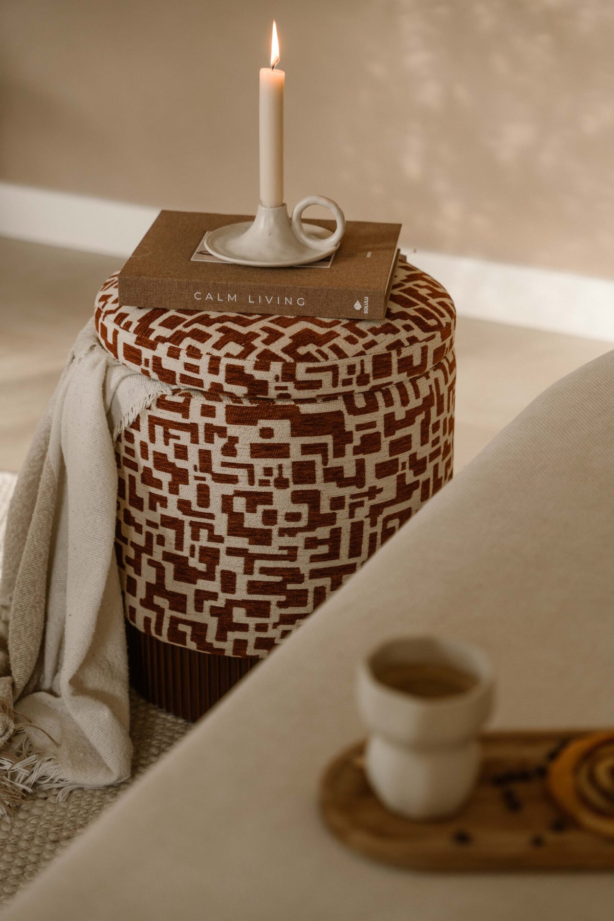 Indore Home - Saar - Pouf - Ottoman - Brown - Beige