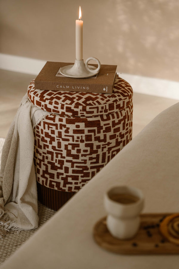 Indore Home - Saar - Pouf - Ottoman - Brown - Beige