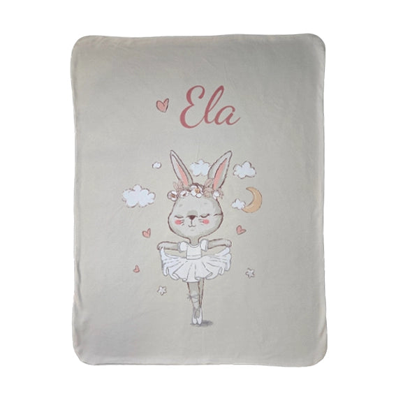 Personalized Premium Cotton Double Layer Blanket - Ballerina Bunny