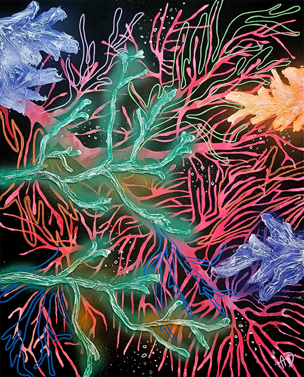 Electric corals III original painting