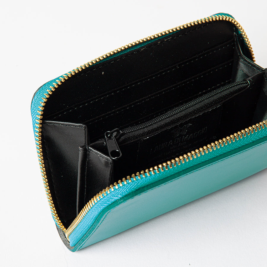 ELEGANT MINI - elegant turquoise leather wallet