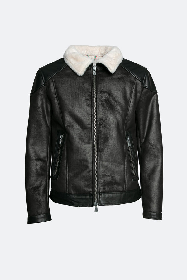 Elton Gold Shearling Style Black Cream