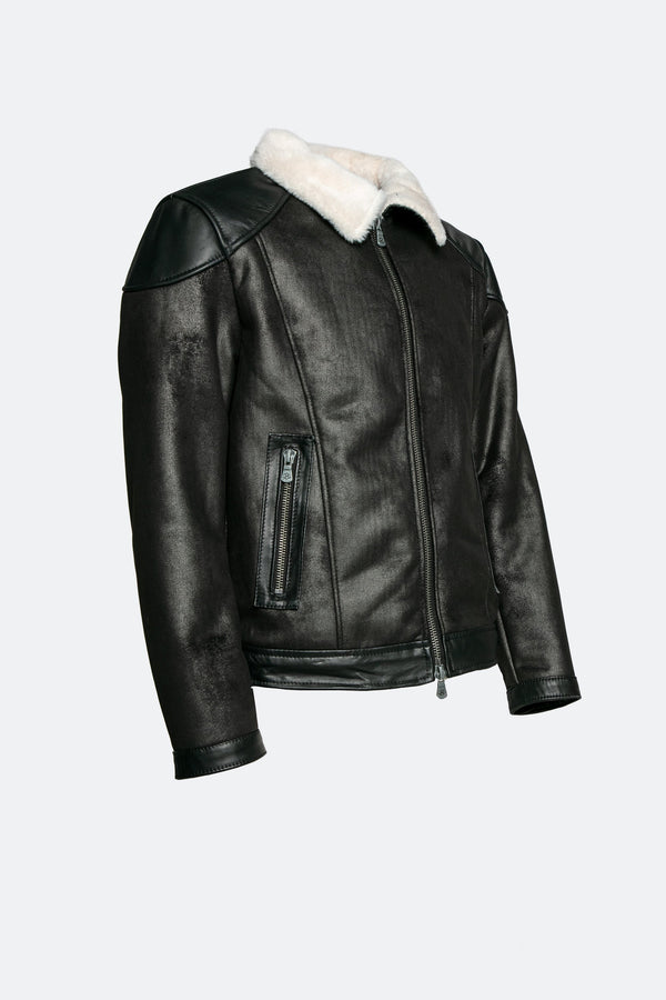 Elton Gold Shearling Style Black Cream