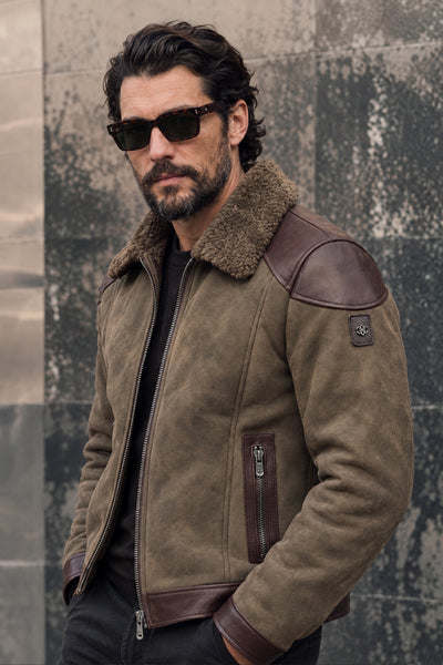 Elton Gold Colletto Shearling Style Verde giacca uomo Made in Italy - Barone Firenze