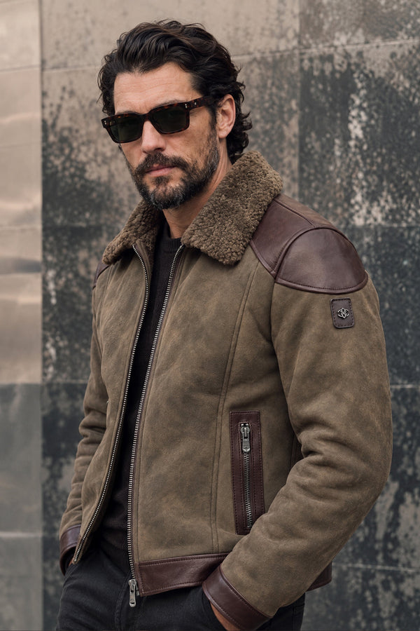 Elton Gold Colletto Shearling Style Verde giacca uomo Made in Italy - Barone Firenze