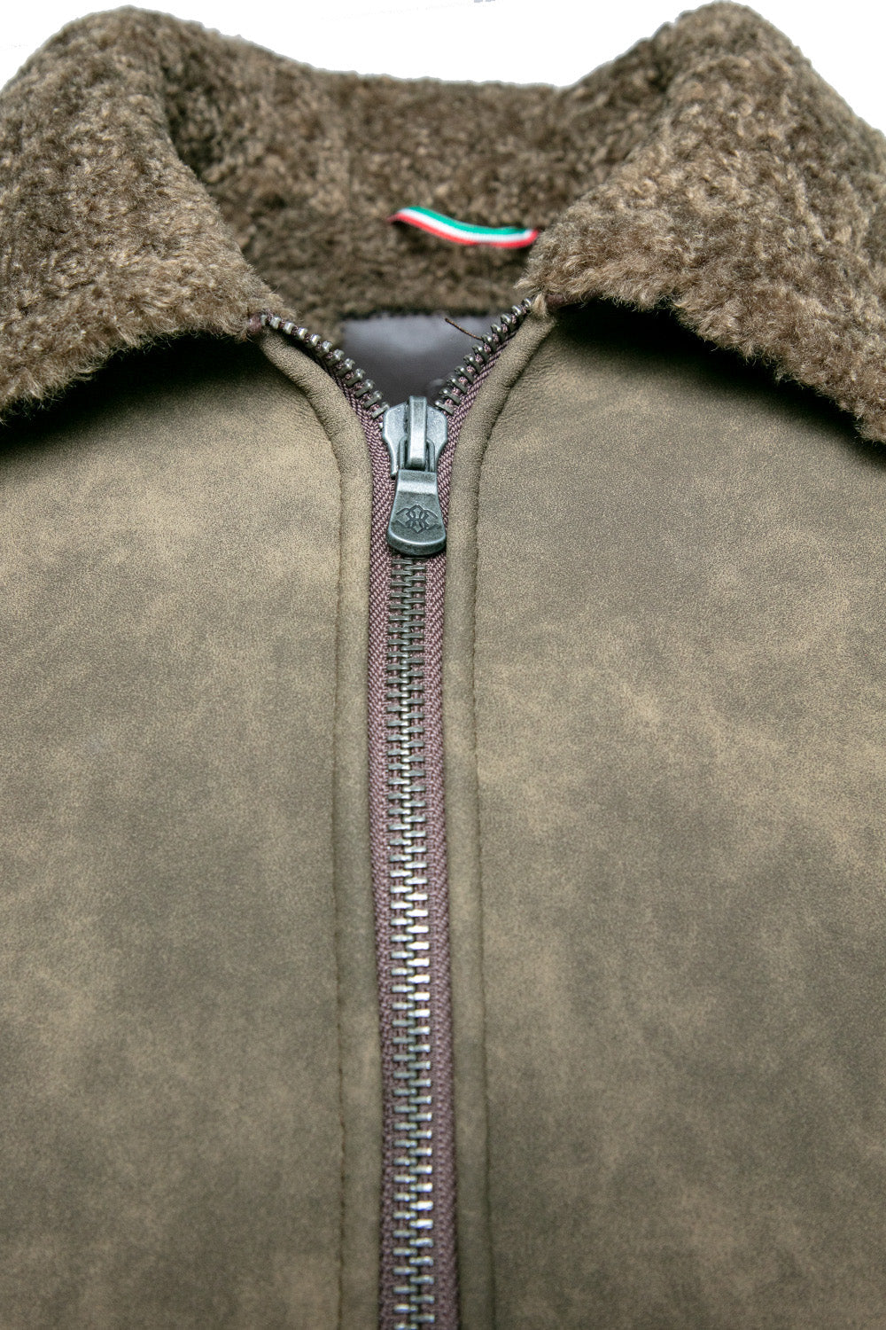 Elton Gold Shearling Style Collar Green