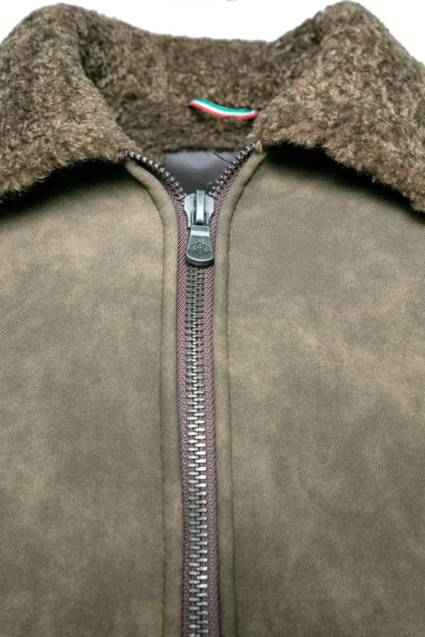 Elton Gold Shearling Style Collar Green