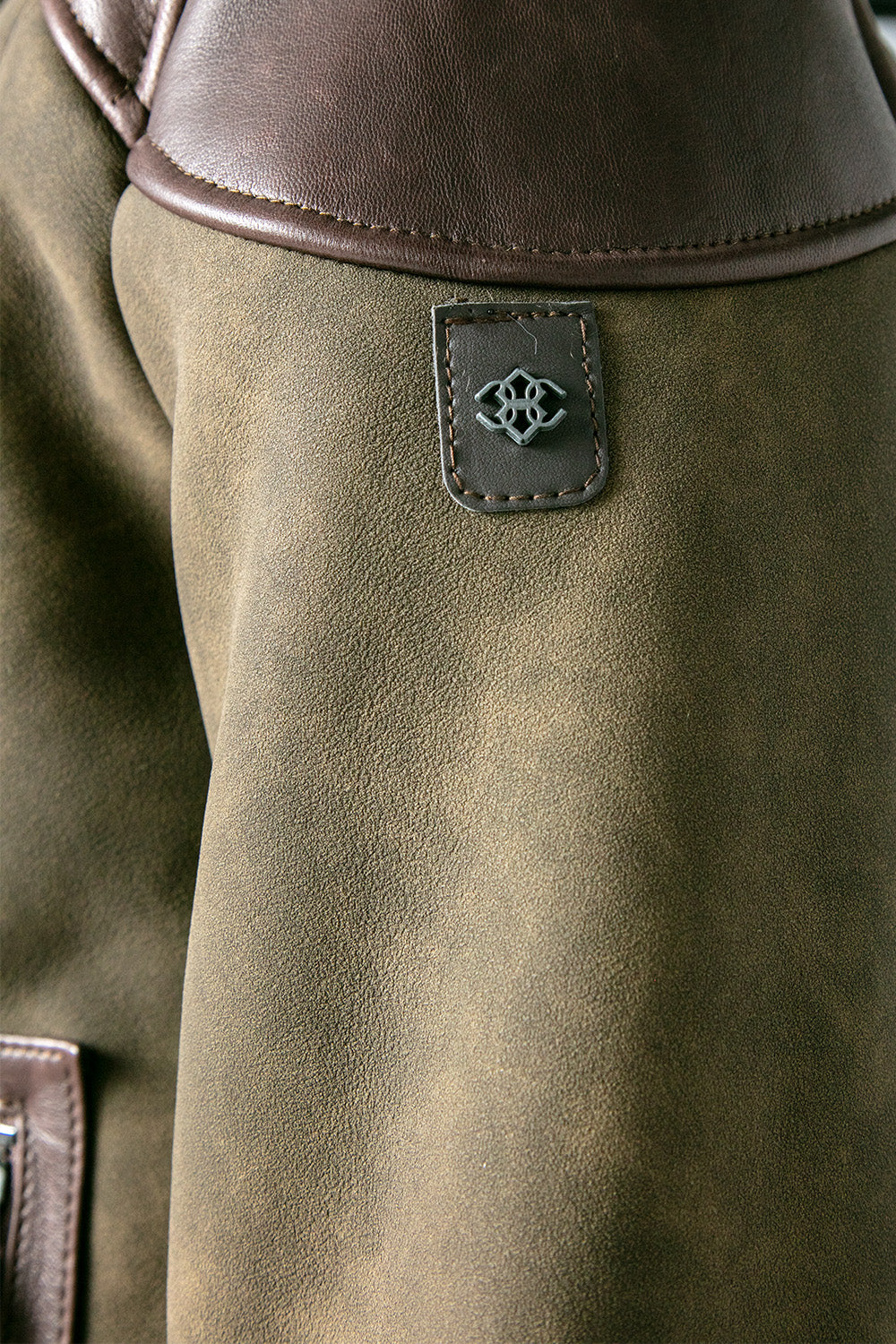 Elton Gold Shearling Style Collar Green