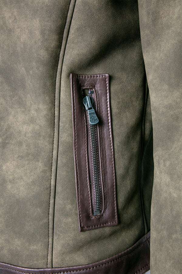 Elton Gold Shearling Style Collar Green