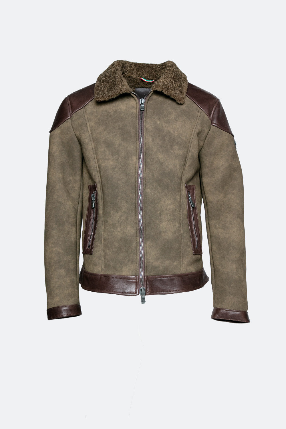 Elton Gold Shearling Style Collar Green